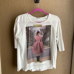 Zara Paris Graphic Quarter Sleeve Shirt